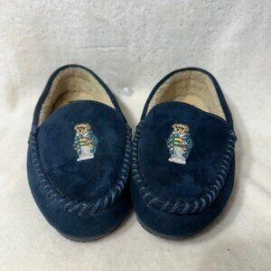 Polo Ralph Lauren Men’s Slippers Size 9 Suede Fuzzy Lined Moc Style Blue